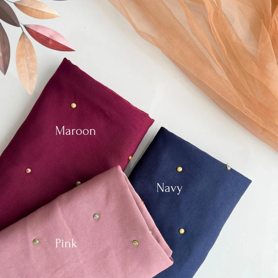 Cotton Satin Stone Hijabs - Image 4