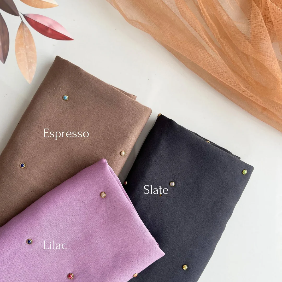 Cotton Satin Stone Hijabs - Image 5