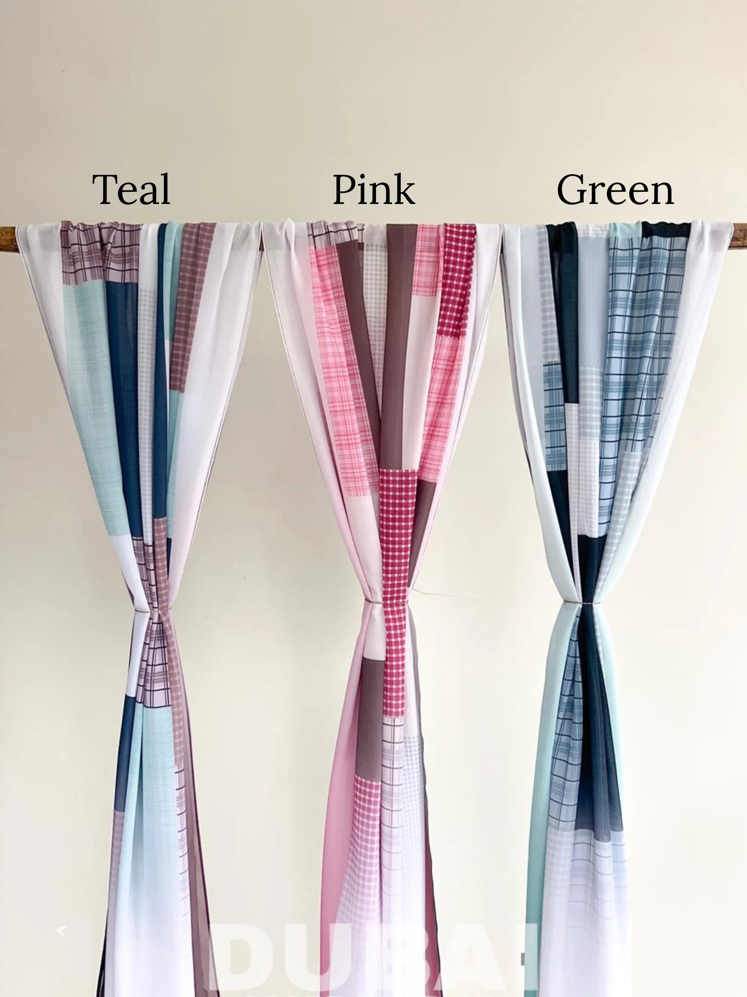 Digital Chiffon Check Print Hijabs - Image 3