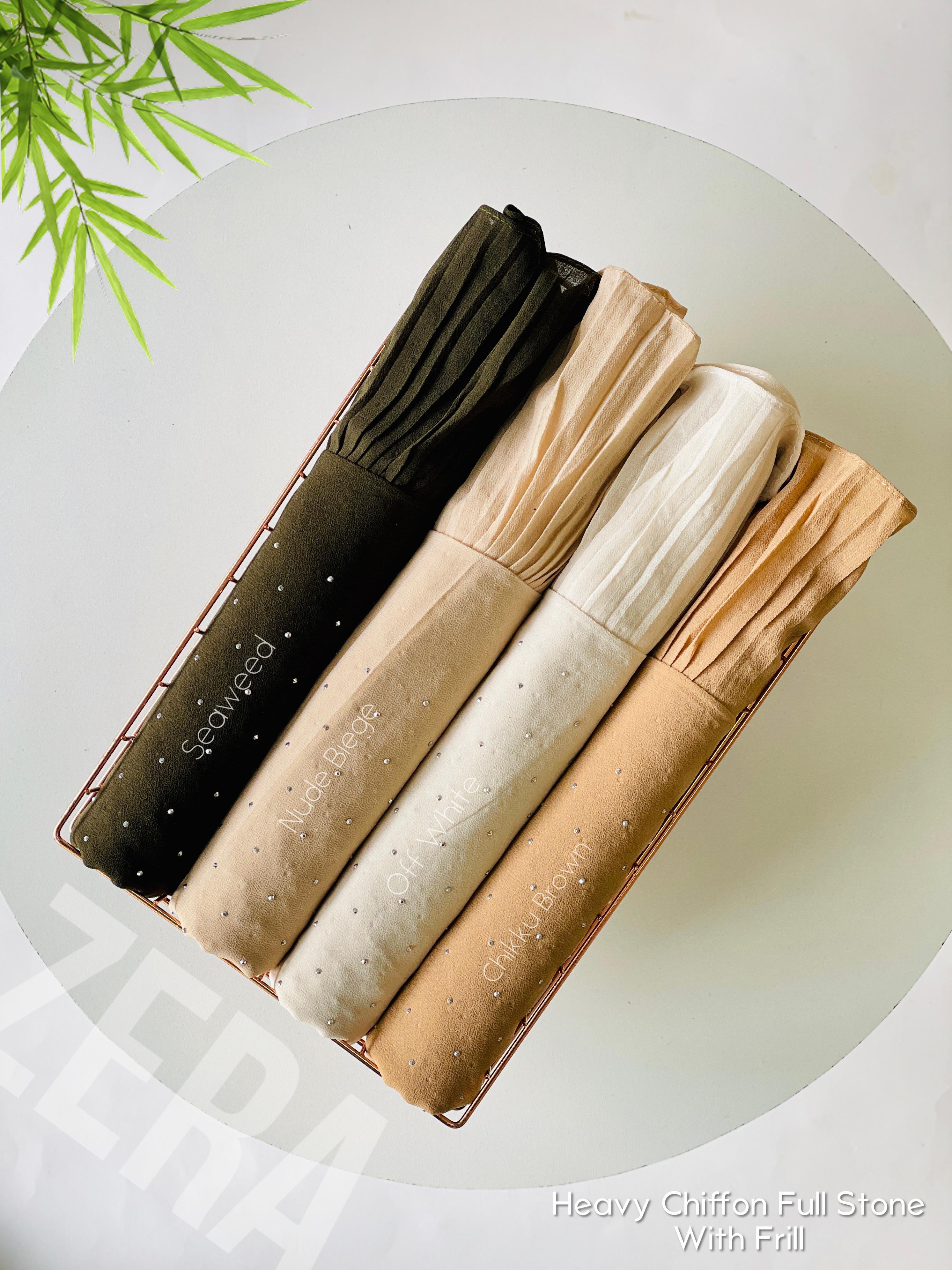 Heavy Chiffon Full Stone with Frill Hijabs - Image 3