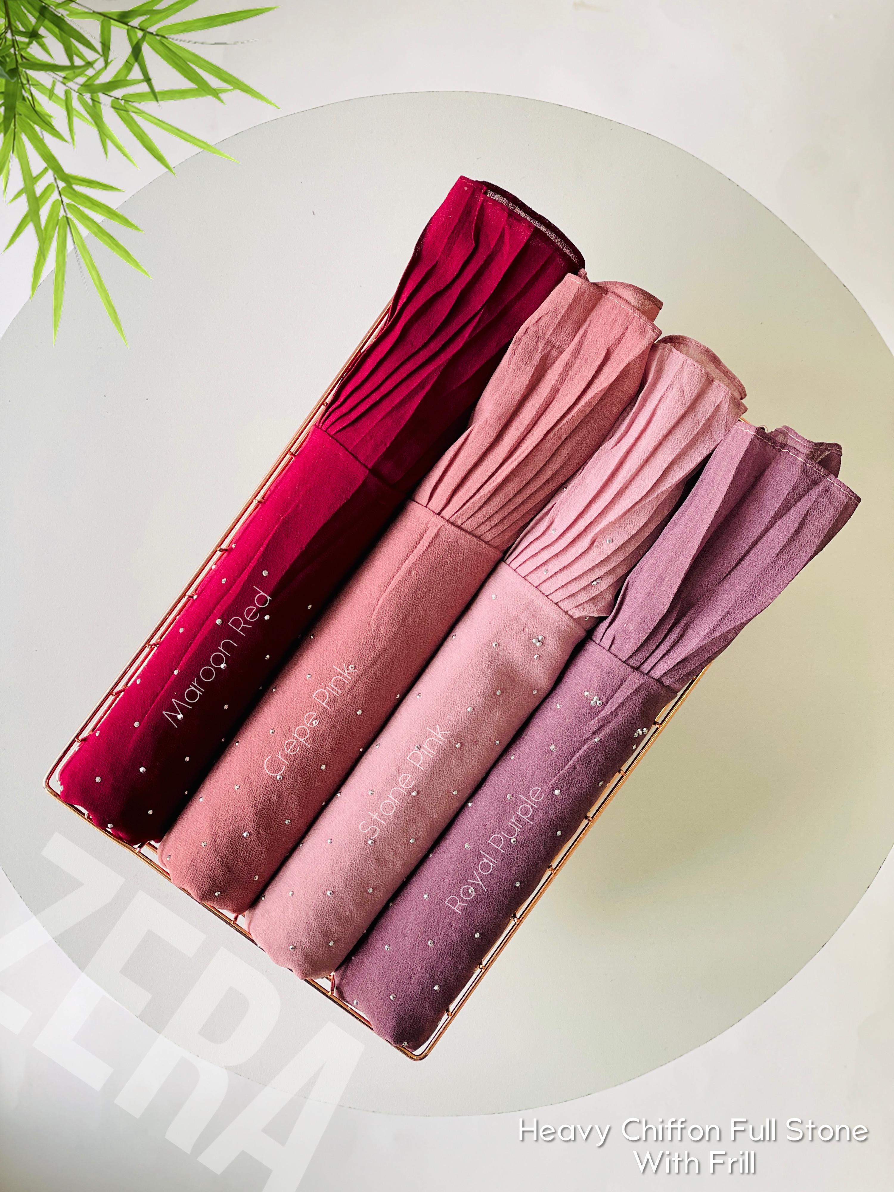 Heavy Chiffon Full Stone with Frill Hijabs - Image 4