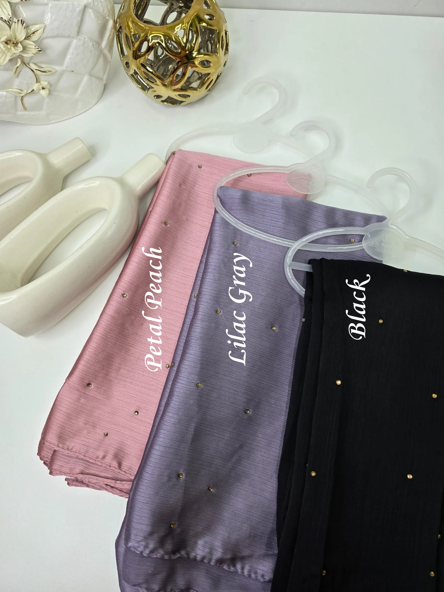 Muna Satin All Over Stone Hijabs - Image 3