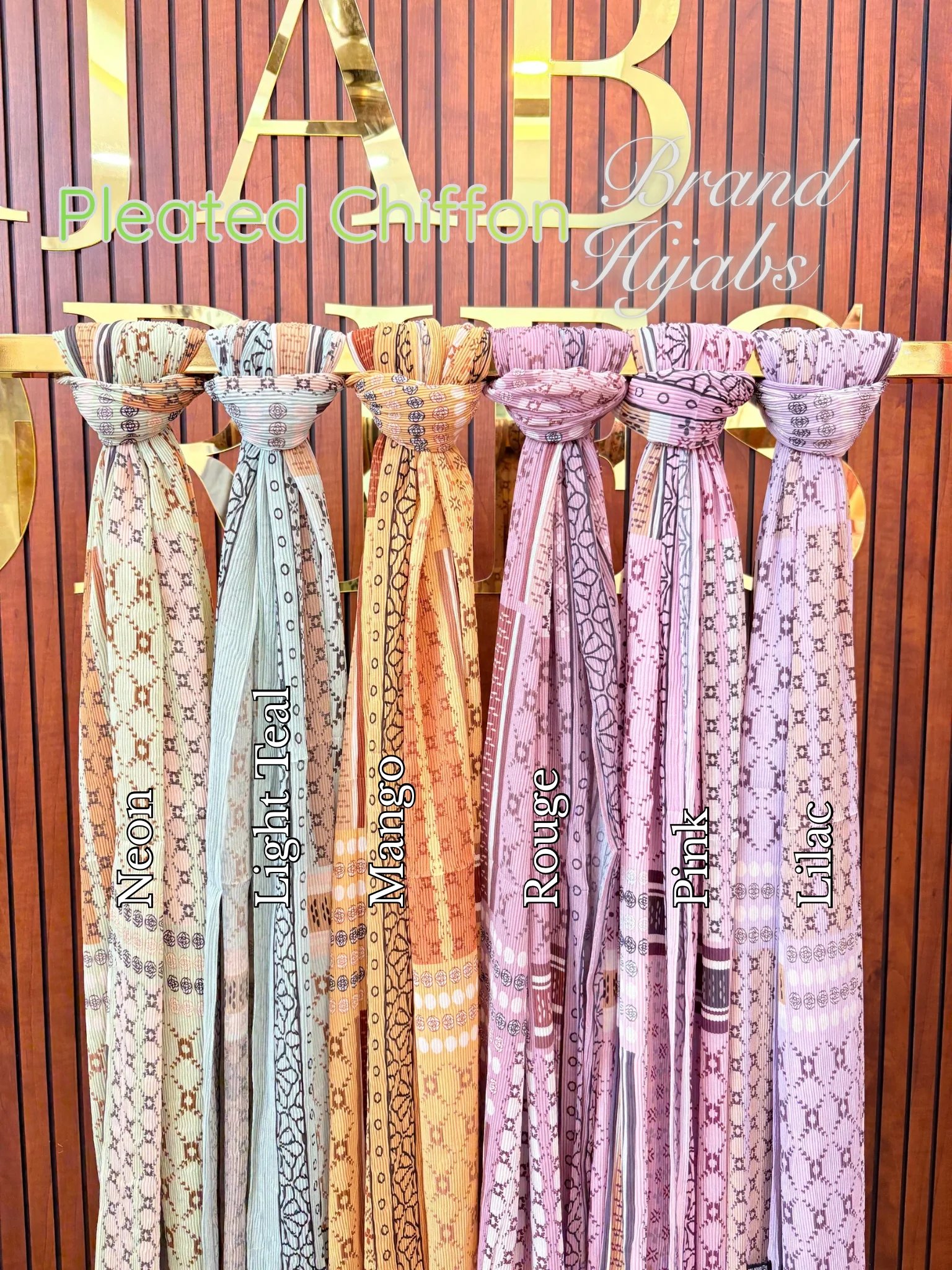 Pleated Chiffon Brand Print Hijabs 1 - Image 3