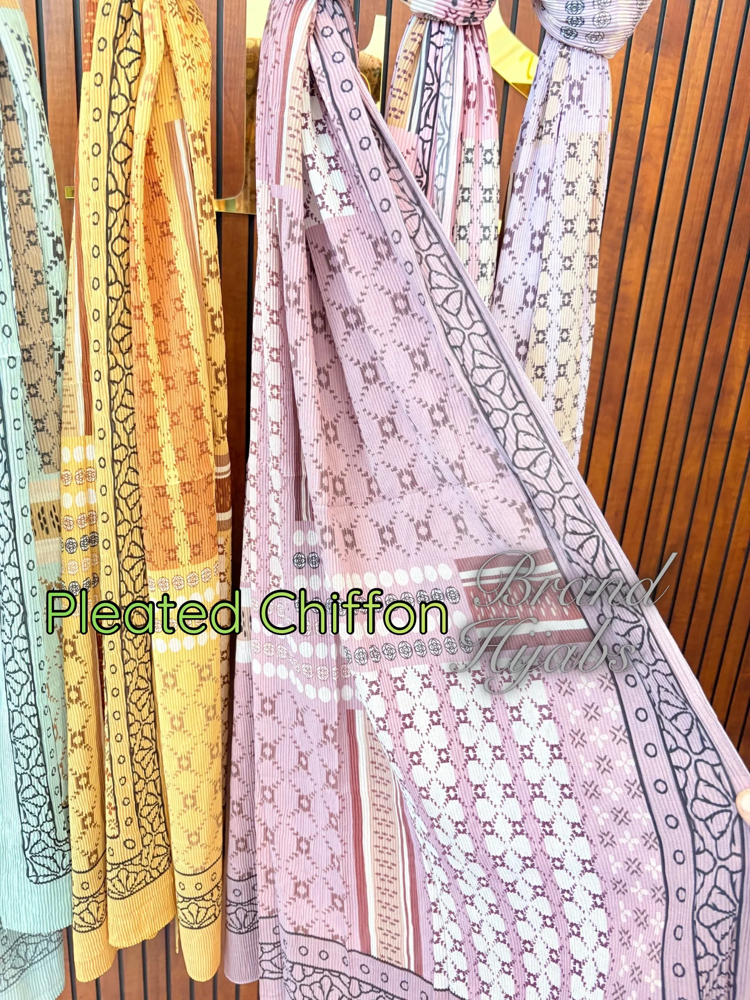 Pleated Chiffon Brand Print Hijabs 1 - Image 5