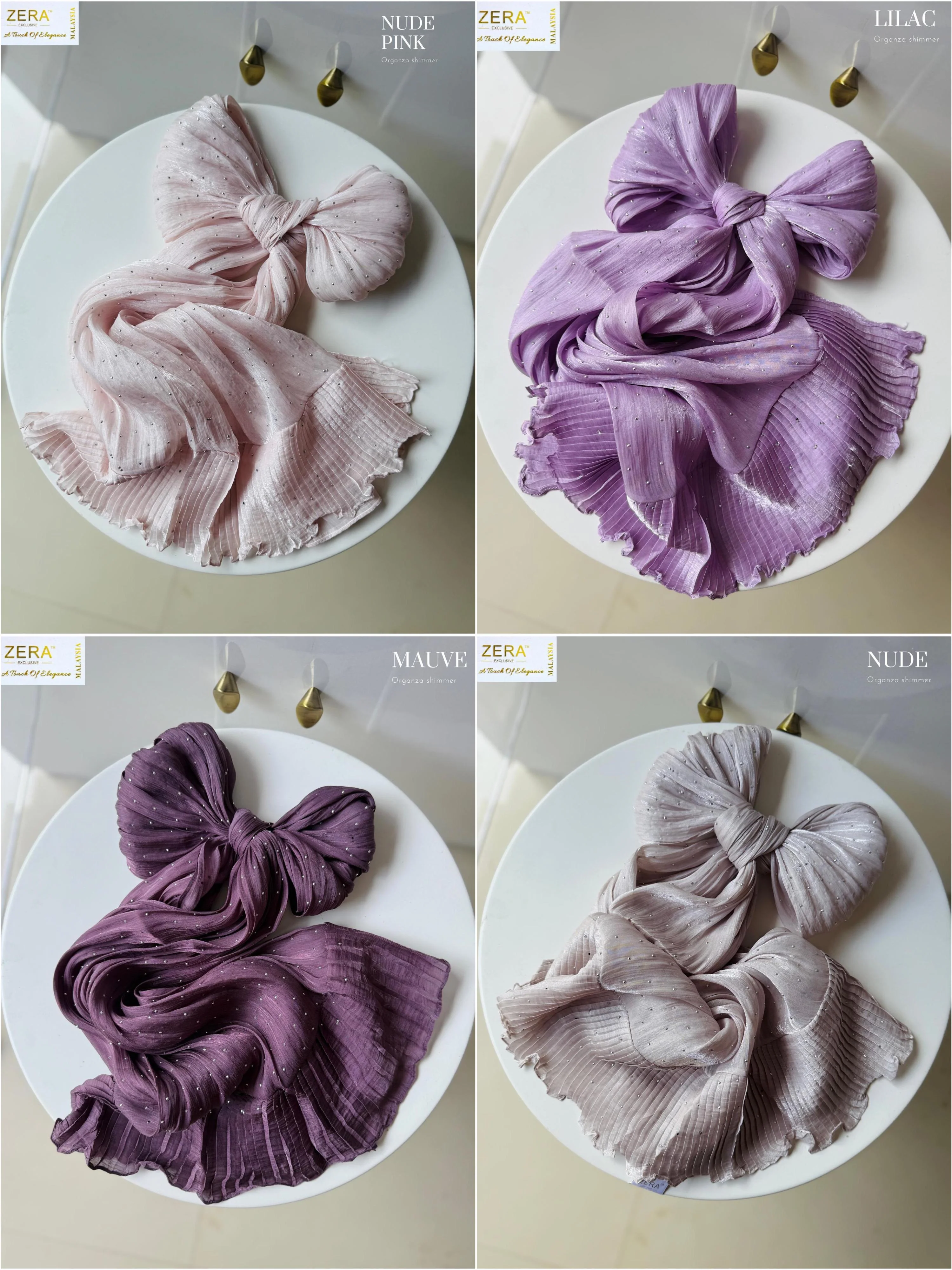 Zera Organza Shimmer Frill Hijabs - Image 3