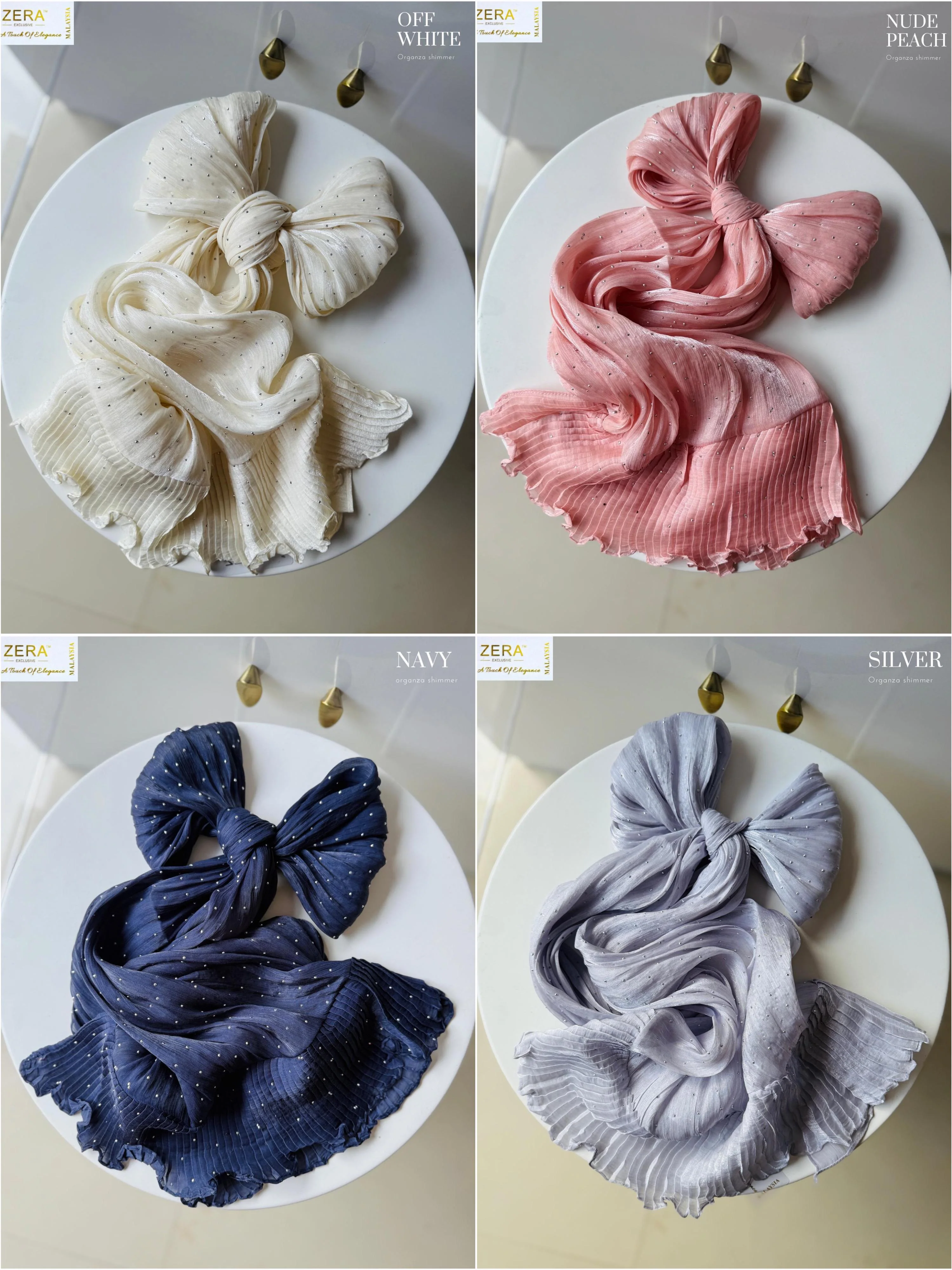 Zera Organza Shimmer Frill Hijabs - Image 4