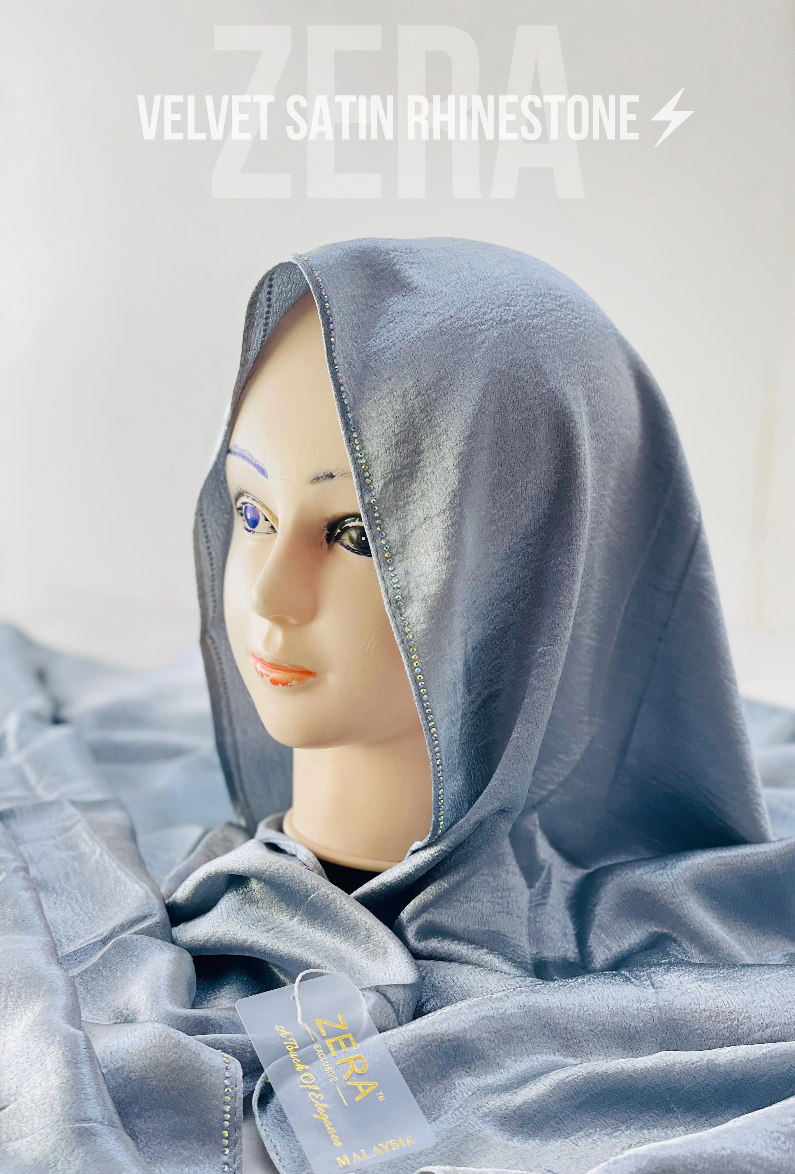 Zera Premium Velvet Satin Rhinestone Hijabs - Image 4